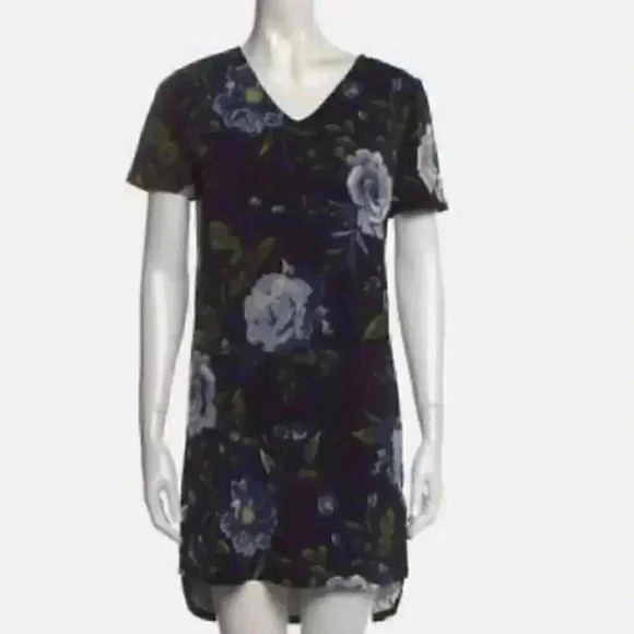 New Christian‎ Siriano Black And Blue Floral Dress Women’s Sz Large NWT - Picture 1 of 8